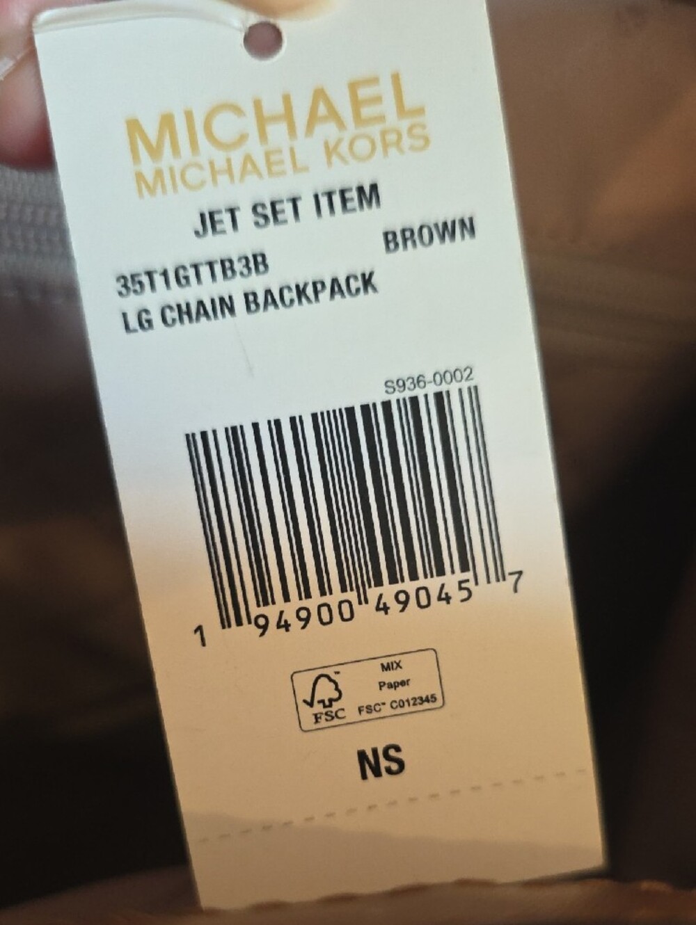 Michael Kors Brown Logo Backpack with Gold Chain Accent - Picture 5 of 5